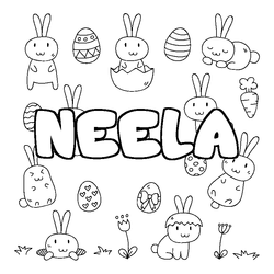 Coloraci&oacute;n del nombre NEELA - decorado Pascua