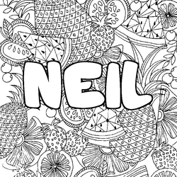 Coloraci&oacute;n del nombre NEIL - decorado mandala de frutas