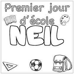 Coloraci&oacute;n del nombre NEIL - decorado primer d&iacute;a de escuela