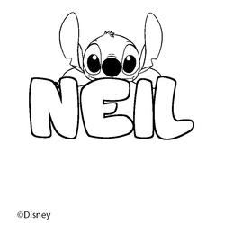 Coloraci&oacute;n del nombre NEIL - decorado Stitch