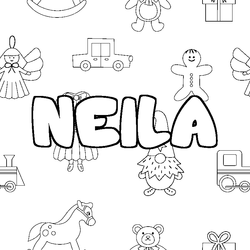 Coloraci&oacute;n del nombre NEILA - decorado juguetes