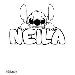 Coloraci&oacute;n del nombre NEILA - decorado Stitch