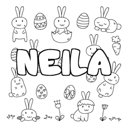 Coloraci&oacute;n del nombre NEILA - decorado Pascua