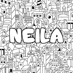 Coloraci&oacute;n del nombre NEILA - decorado ciudad