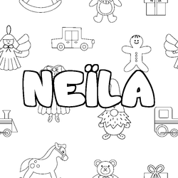 Coloraci&oacute;n del nombre NE&Iuml;LA - decorado juguetes