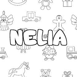 Coloraci&oacute;n del nombre NELIA - decorado juguetes
