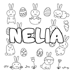Coloraci&oacute;n del nombre NELIA - decorado Pascua