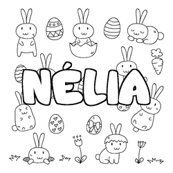 Coloraci&oacute;n del nombre N&Eacute;LIA - decorado Pascua