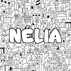 Coloraci&oacute;n del nombre N&Eacute;LIA - decorado ciudad