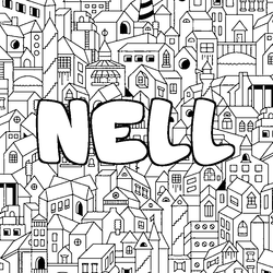 Coloraci&oacute;n del nombre NELL - decorado ciudad