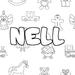 Coloraci&oacute;n del nombre NELL - decorado juguetes