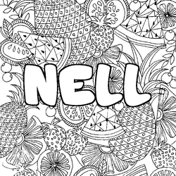 Coloraci&oacute;n del nombre NELL - decorado mandala de frutas