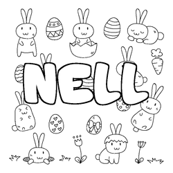 Coloraci&oacute;n del nombre NELL - decorado Pascua