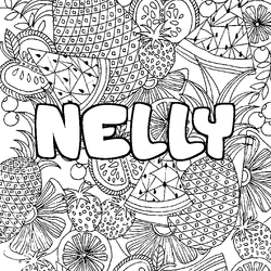 Coloraci&oacute;n del nombre NELLY - decorado mandala de frutas