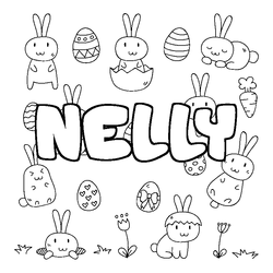 Coloraci&oacute;n del nombre NELLY - decorado Pascua