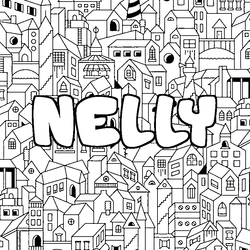 Coloraci&oacute;n del nombre NELLY - decorado ciudad