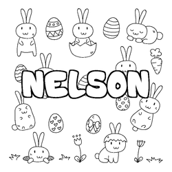 Coloraci&oacute;n del nombre NELSON - decorado Pascua
