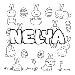 Coloraci&oacute;n del nombre NELYA - decorado Pascua