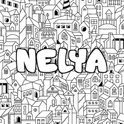 Coloraci&oacute;n del nombre NELYA - decorado ciudad