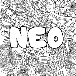 Coloraci&oacute;n del nombre NEO - decorado mandala de frutas