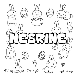 Coloraci&oacute;n del nombre NESRINE - decorado Pascua