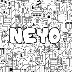 Coloraci&oacute;n del nombre NEYO - decorado ciudad