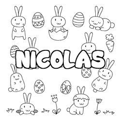 Coloraci&oacute;n del nombre NICOLAS - decorado Pascua