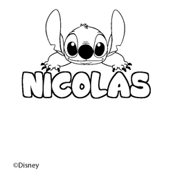 Coloraci&oacute;n del nombre NICOLAS - decorado Stitch