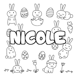 Coloraci&oacute;n del nombre NICOLE - decorado Pascua