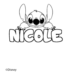 Coloraci&oacute;n del nombre NICOLE - decorado Stitch
