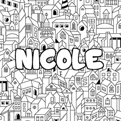 Coloraci&oacute;n del nombre NICOLE - decorado ciudad