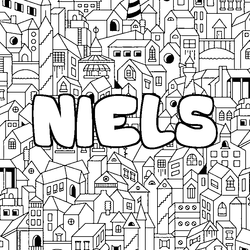 Coloraci&oacute;n del nombre NIELS - decorado ciudad