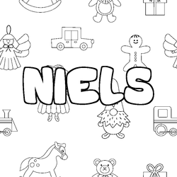 Coloraci&oacute;n del nombre NIELS - decorado juguetes