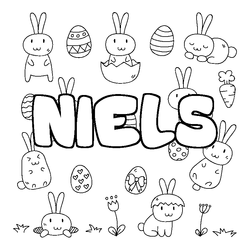Coloraci&oacute;n del nombre NIELS - decorado Pascua