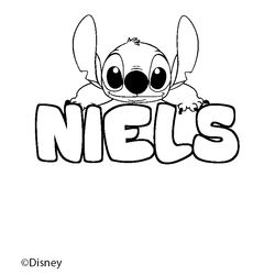 Coloraci&oacute;n del nombre NIELS - decorado Stitch