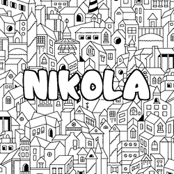 Coloraci&oacute;n del nombre NIKOLA - decorado ciudad