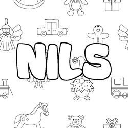 Coloraci&oacute;n del nombre NILS - decorado juguetes