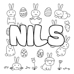 Coloraci&oacute;n del nombre NILS - decorado Pascua