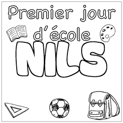 Coloraci&oacute;n del nombre NILS - decorado primer d&iacute;a de escuela