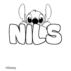 Coloraci&oacute;n del nombre NILS - decorado Stitch
