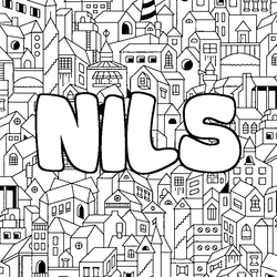 Coloraci&oacute;n del nombre NILS - decorado ciudad