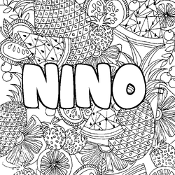 Coloraci&oacute;n del nombre NINO - decorado mandala de frutas