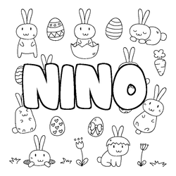 Coloraci&oacute;n del nombre NINO - decorado Pascua