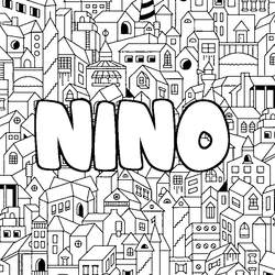 Coloraci&oacute;n del nombre NINO - decorado ciudad