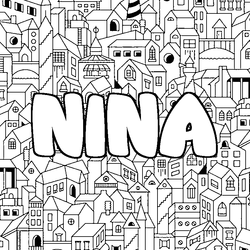 Coloraci&oacute;n del nombre NINA - decorado ciudad