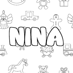 Coloraci&oacute;n del nombre NINA - decorado juguetes
