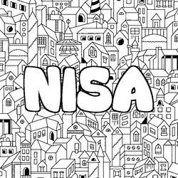 Coloraci&oacute;n del nombre NISA - decorado ciudad