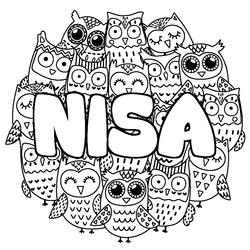 Coloraci&oacute;n del nombre NISA - decorado b&uacute;hos