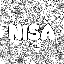 Coloraci&oacute;n del nombre NISA - decorado mandala de frutas
