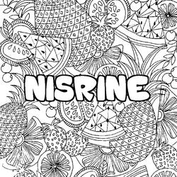 Coloraci&oacute;n del nombre NISRINE - decorado mandala de frutas
